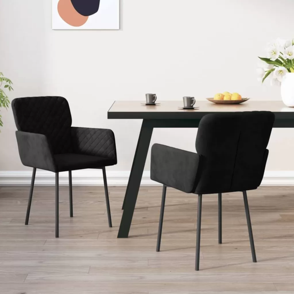 vidaXL Stoelen> Eetkamerstoelen 2 St Fluweel Zwart