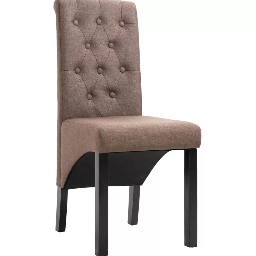 vidaXL Stoelen> Eetkamerstoelen 2 St Stof Bruin