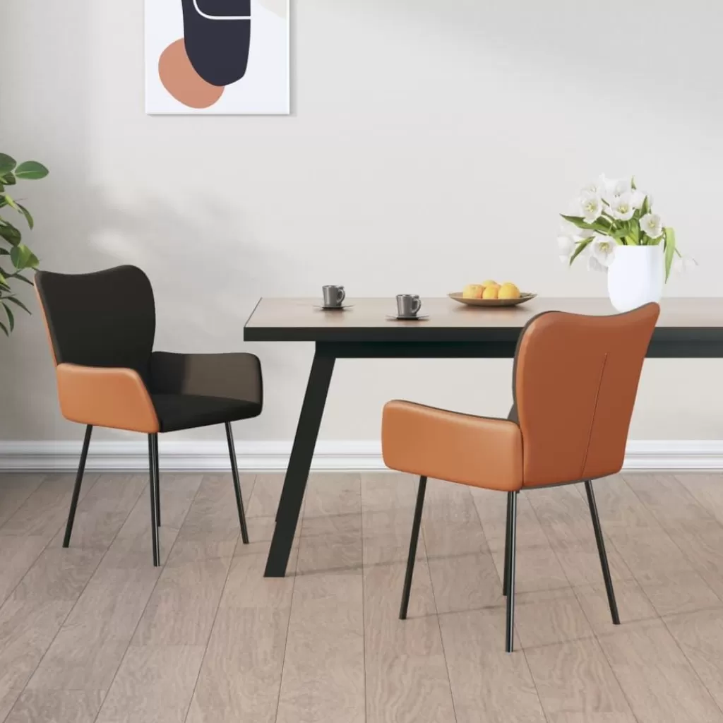 vidaXL Stoelen> Eetkamerstoelen 2 St Stof En Kunstleer Donkergrijs