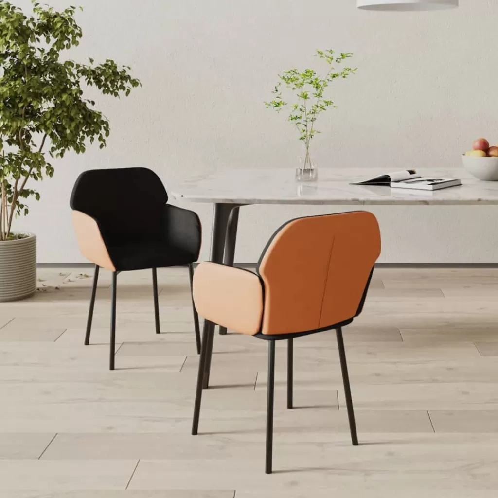 vidaXL Stoelen> Eetkamerstoelen 2 St Stof En Kunstleer Zwart