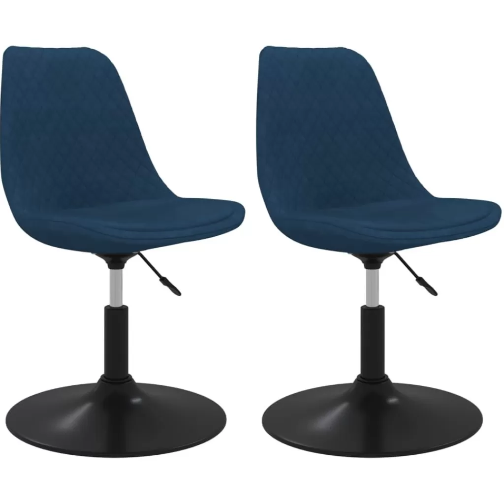 vidaXL Stoelen> Eetkamerstoelen Draaibaar 2 St Fluweel Blauw