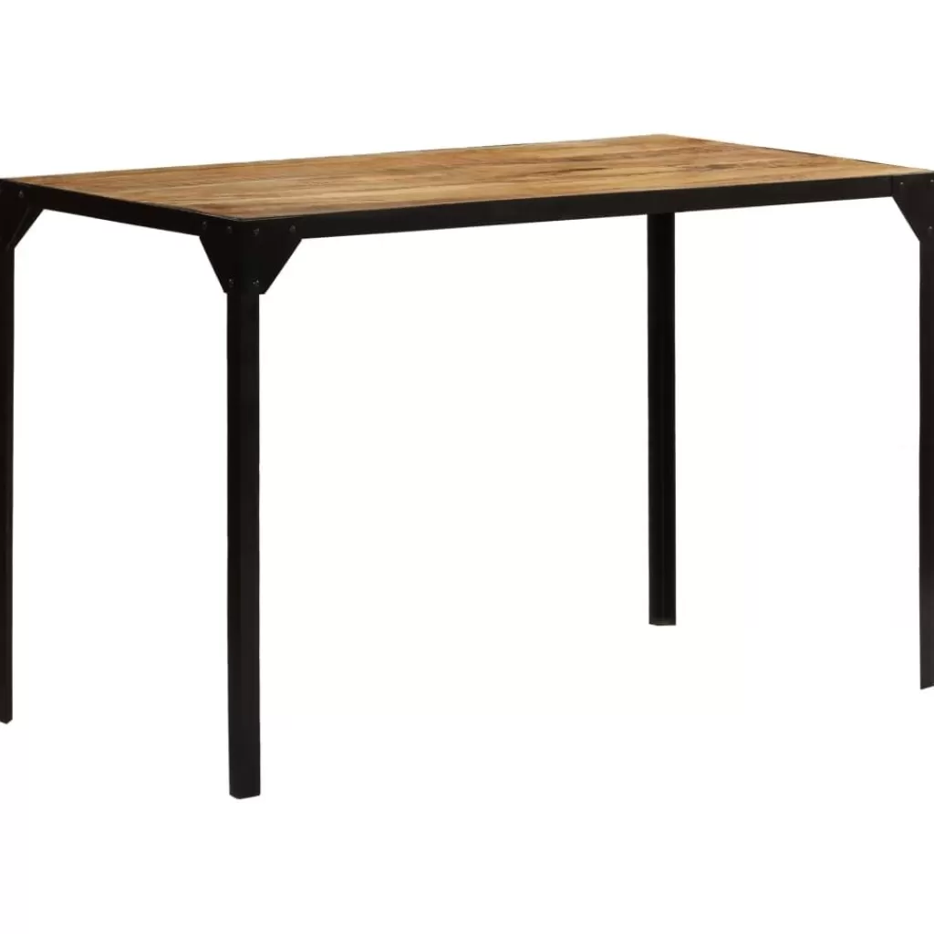 vidaXL Tafels> Eettafel 120 Cm Massief Ruw Mangohout En Staal