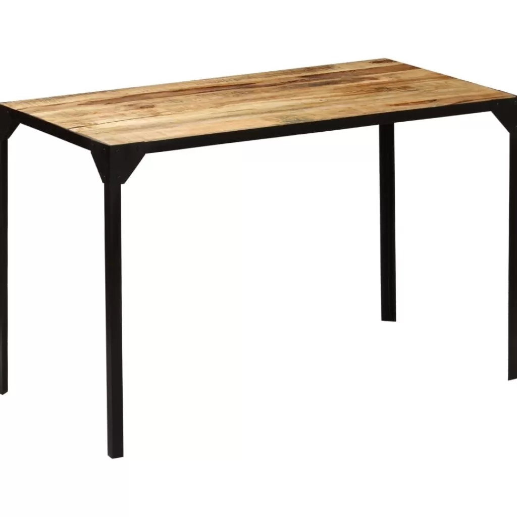 vidaXL Tafels> Eettafel 120 Cm Massief Ruw Mangohout En Staal