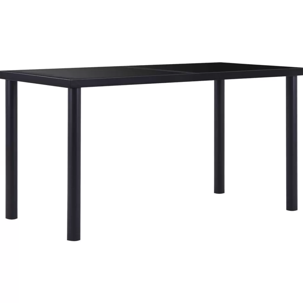 vidaXL Tafels> Eettafel 140X70X75 Cm Gehard Glas Zwart