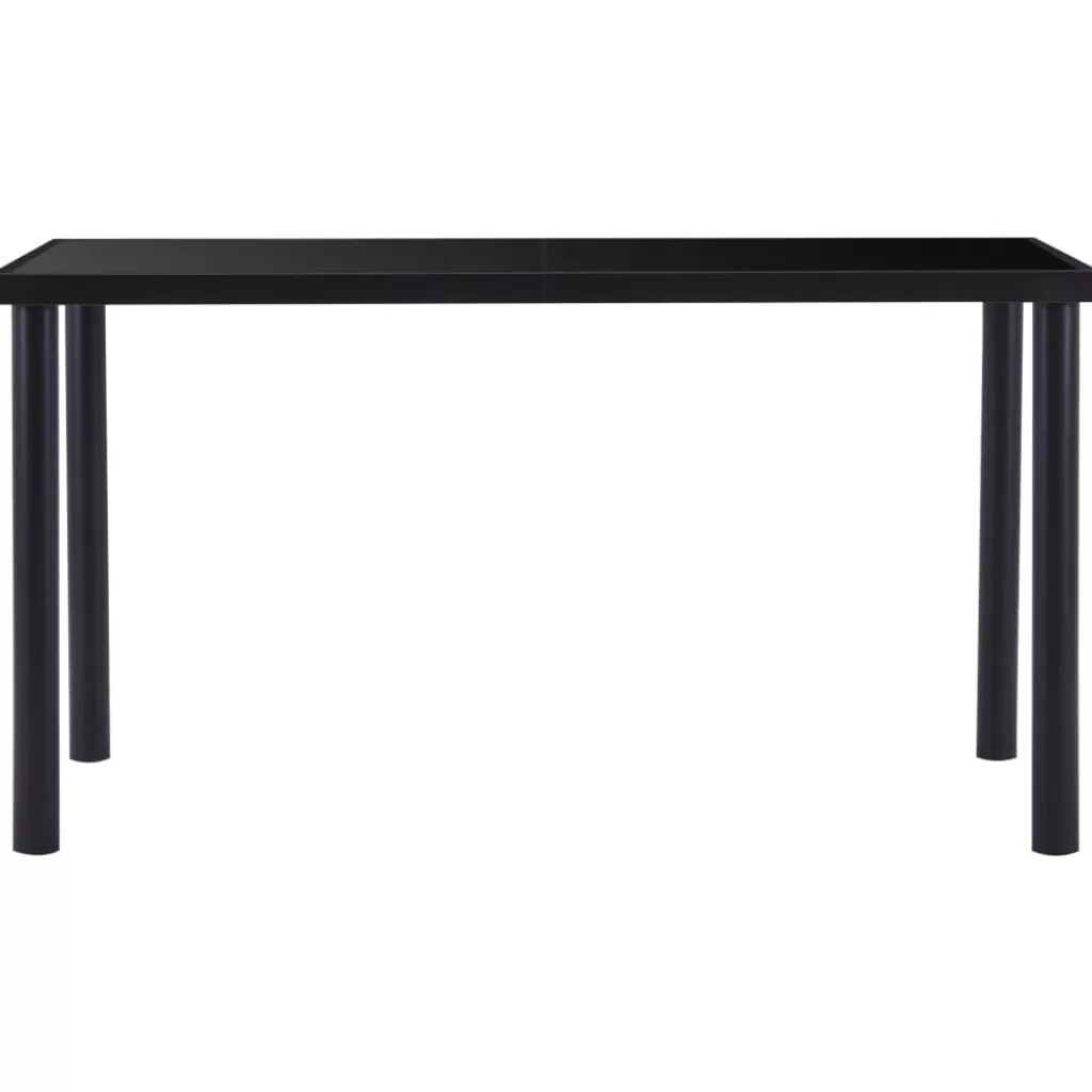 vidaXL Tafels> Eettafel 140X70X75 Cm Gehard Glas Zwart