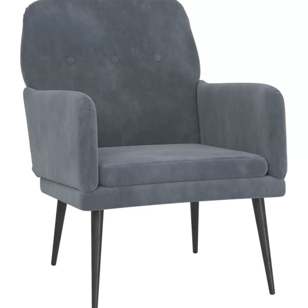 vidaXL Stoelen> Fauteuil 62X79X79 Cm Fluweel Donkergrijs