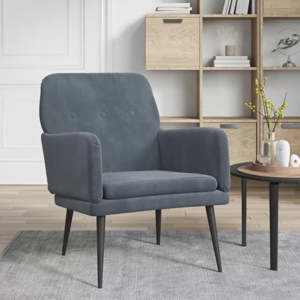 vidaXL Stoelen> Fauteuil 62X79X79 Cm Fluweel Donkergrijs