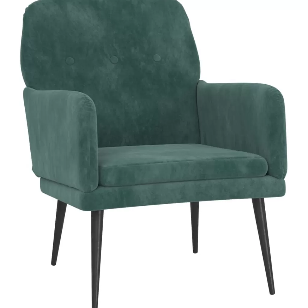 vidaXL Stoelen> Fauteuil 62X79X79 Cm Fluweel Donkergroen