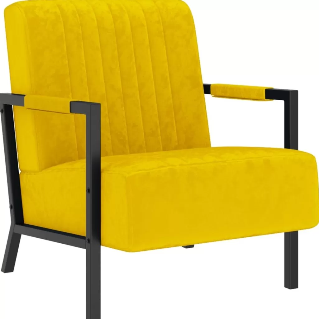 vidaXL Stoelen> Fauteuil Fluweel Mosterdgeel