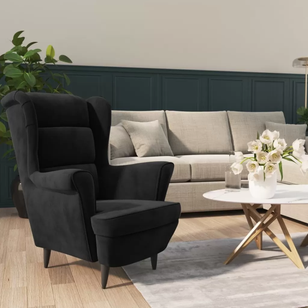 vidaXL Stoelen> Fauteuil Fluweel Zwart