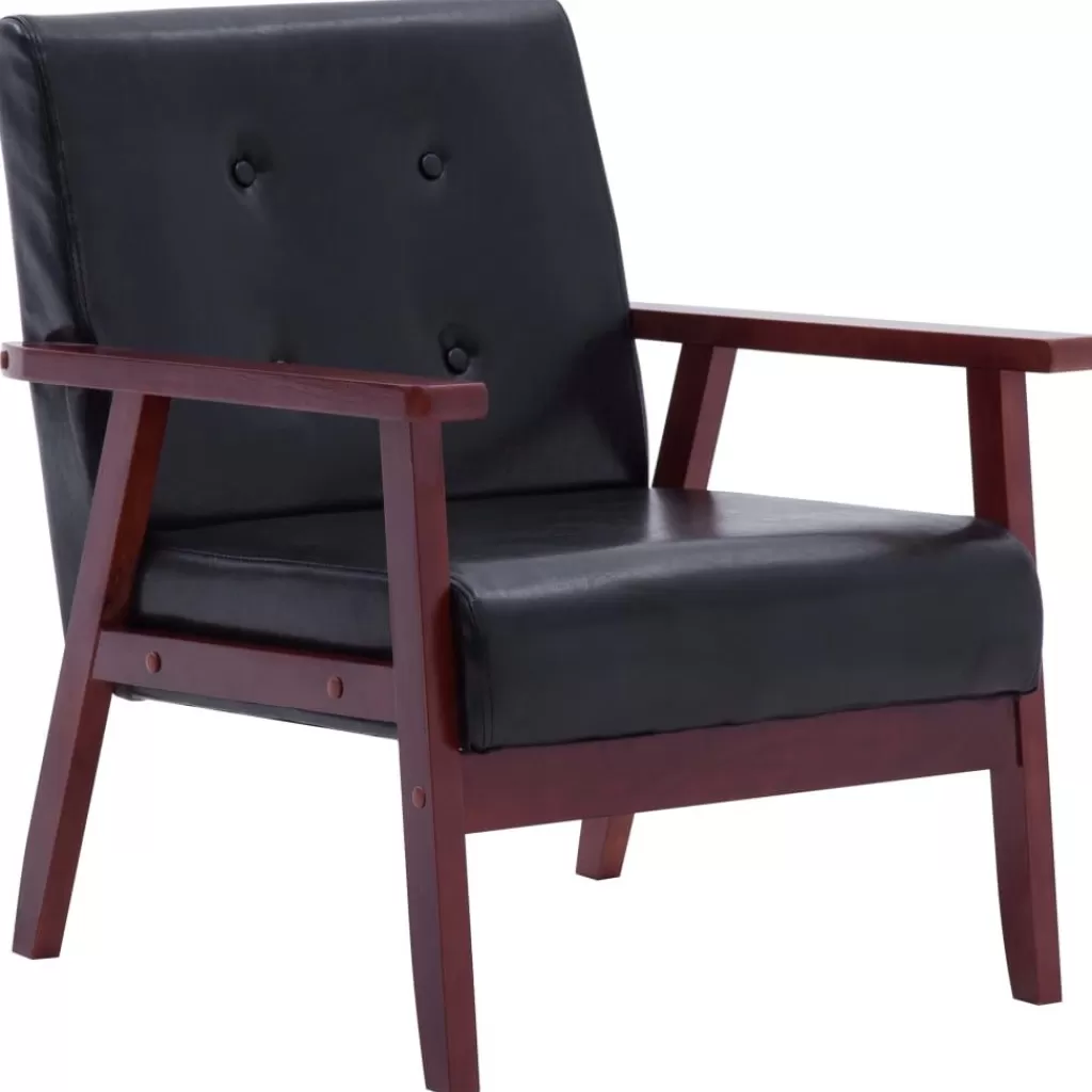 vidaXL Stoelen> Fauteuil Kunstleer Zwart