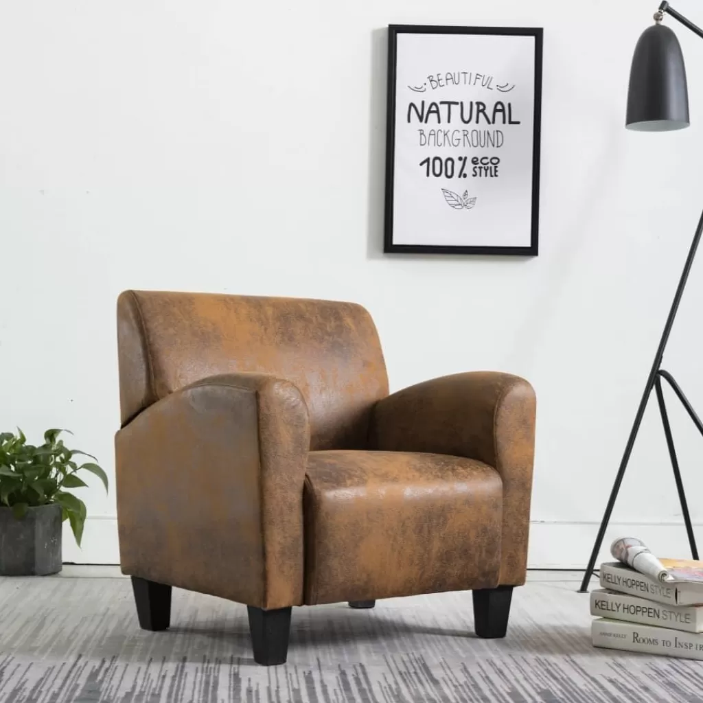 vidaXL Stoelen> Fauteuil Kunstsuede Bruin