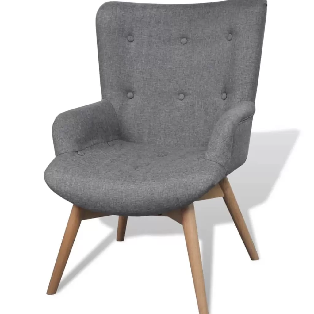 vidaXL Stoelen> Fauteuil Met Voetenbankje Grijs Stof