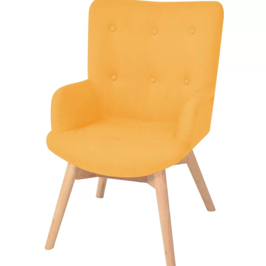 vidaXL Stoelen> Fauteuil Met Voetenbankje Stof Geel