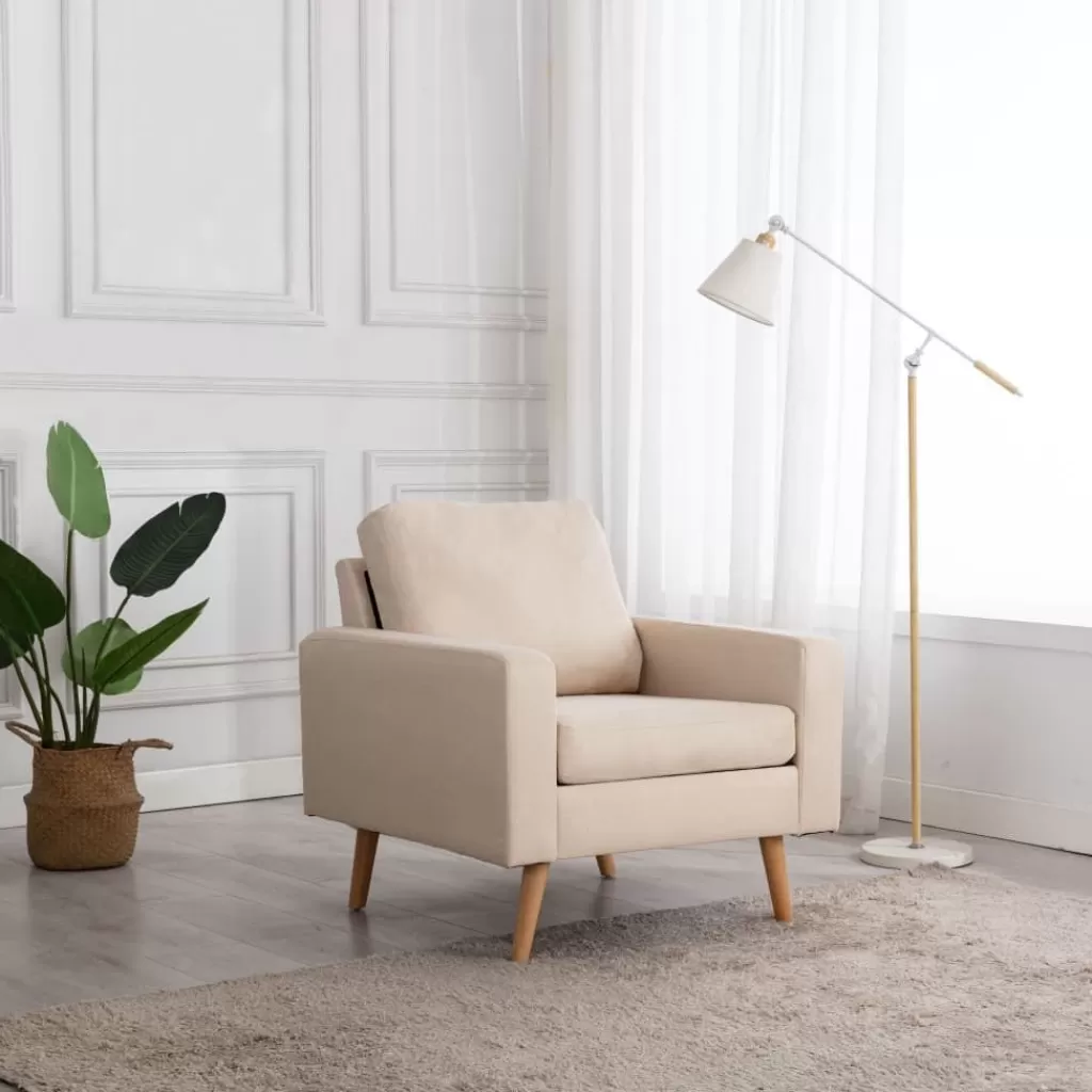 vidaXL Stoelen> Fauteuil Stof Creme