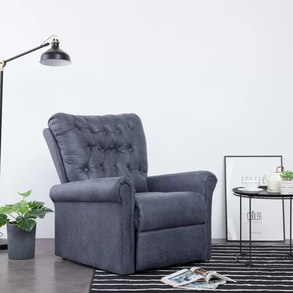 vidaXL Stoelen> Fauteuil Verstelbaar Kunstsuede Grijs