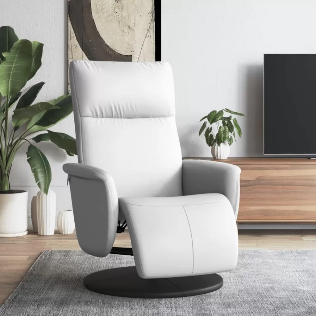 vidaXL Stoelen> Fauteuil Verstelbaar Met Voetensteun Kunstleer Wit