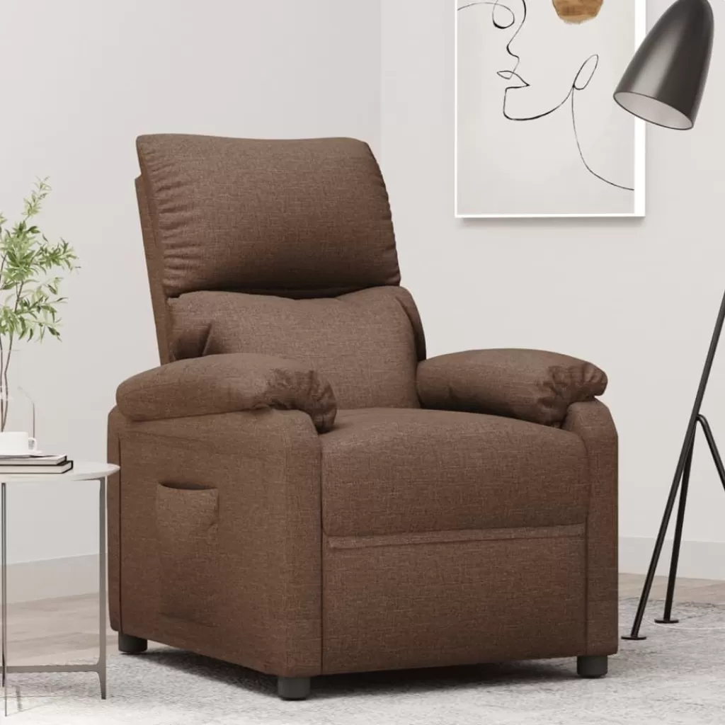 vidaXL Stoelen> Fauteuil Verstelbaar Stof Bruin