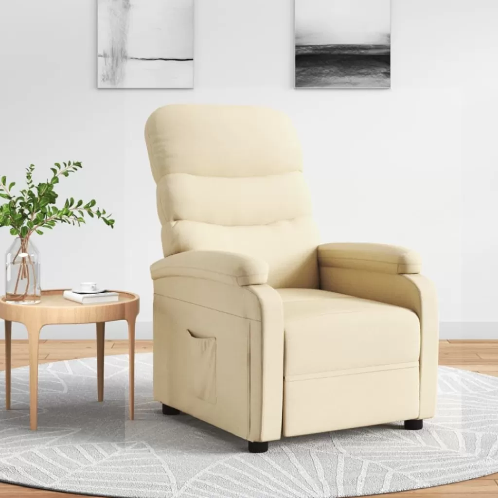 vidaXL Stoelen> Fauteuil Verstelbaar Stof Cremekleurig