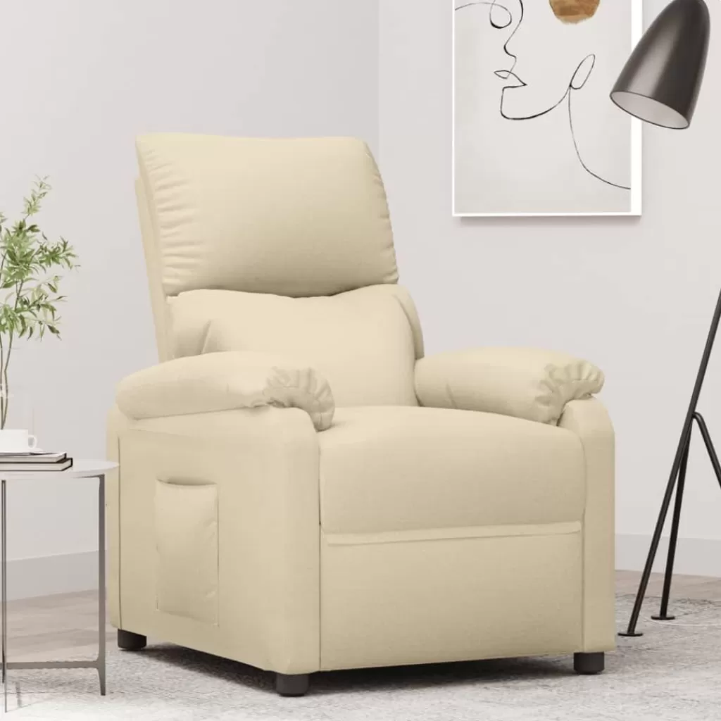 vidaXL Stoelen> Fauteuil Verstelbaar Stof Cremekleurig