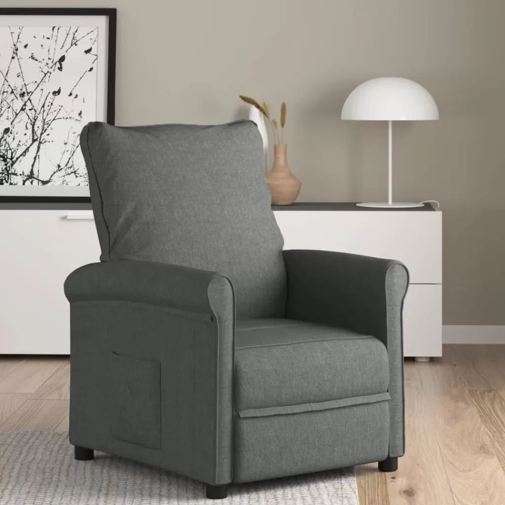 vidaXL Stoelen> Fauteuil Verstelbaar Stof Donkergrijs