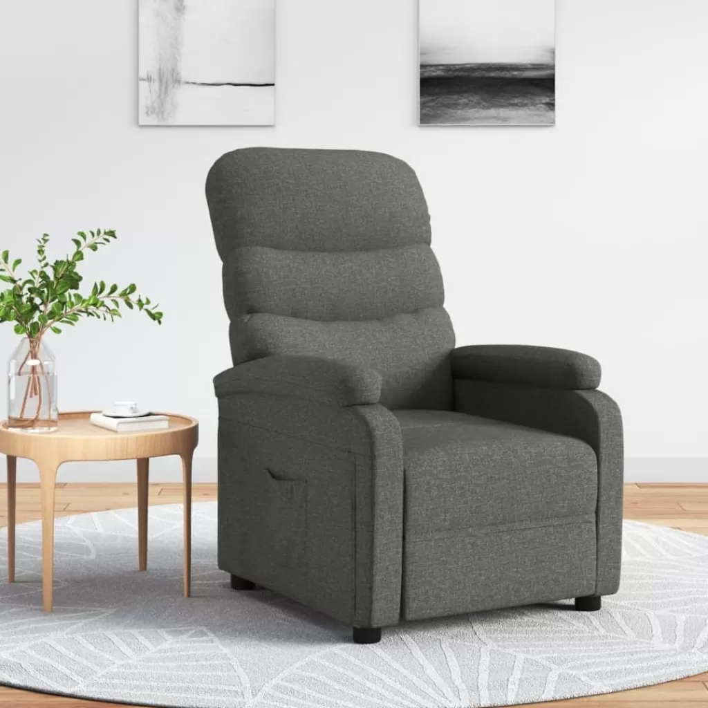 vidaXL Stoelen> Fauteuil Verstelbaar Stof Donkergrijs