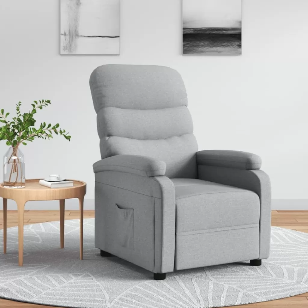 vidaXL Stoelen> Fauteuil Verstelbaar Stof Lichtgrijs