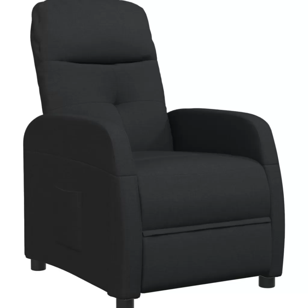 vidaXL Stoelen> Fauteuil Verstelbaar Stof Zwart