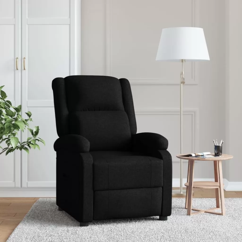 vidaXL Stoelen> Fauteuil Verstelbaar Stof Zwart