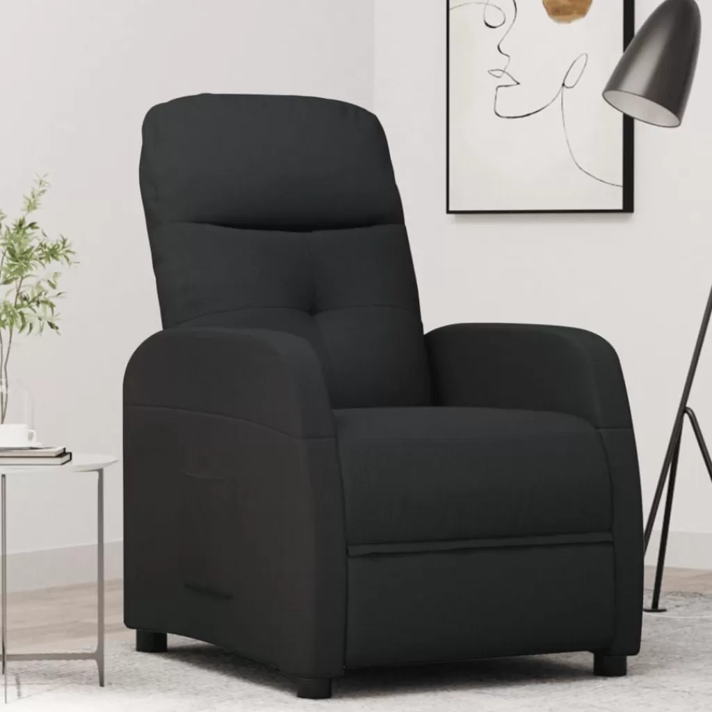 vidaXL Stoelen> Fauteuil Verstelbaar Stof Zwart