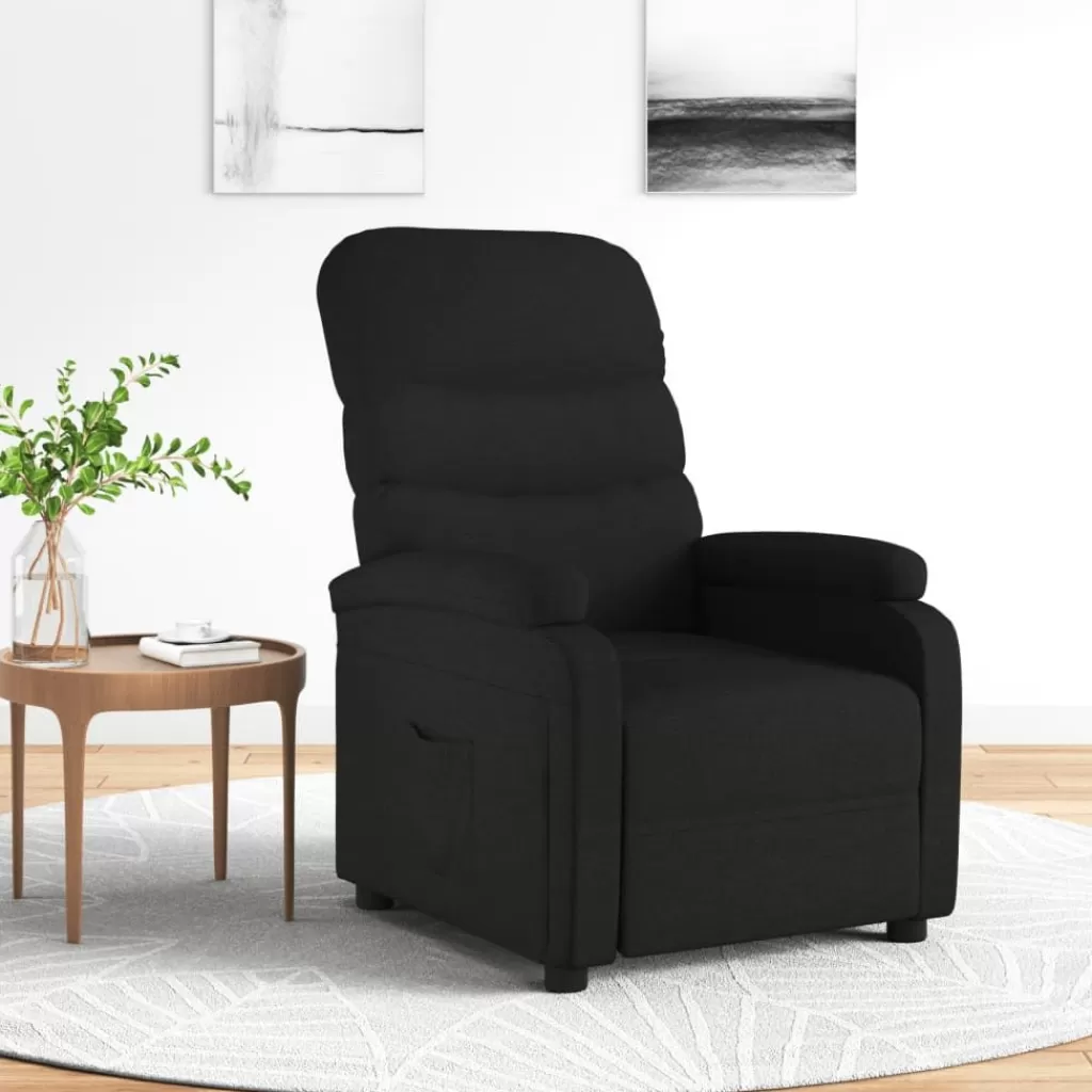 vidaXL Stoelen> Fauteuil Verstelbaar Stof Zwart