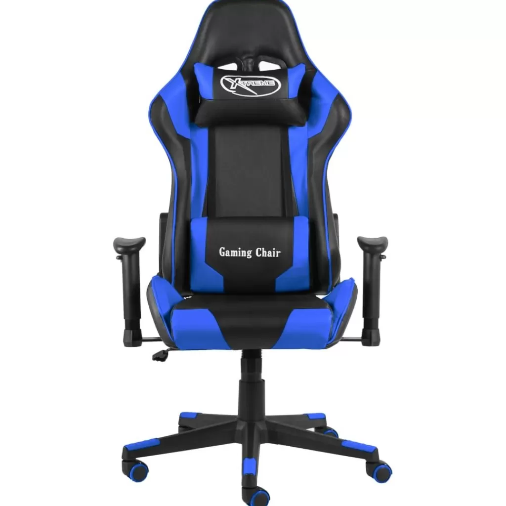 vidaXL Stoelen> Gamestoel Draaibaar Pvc Blauw