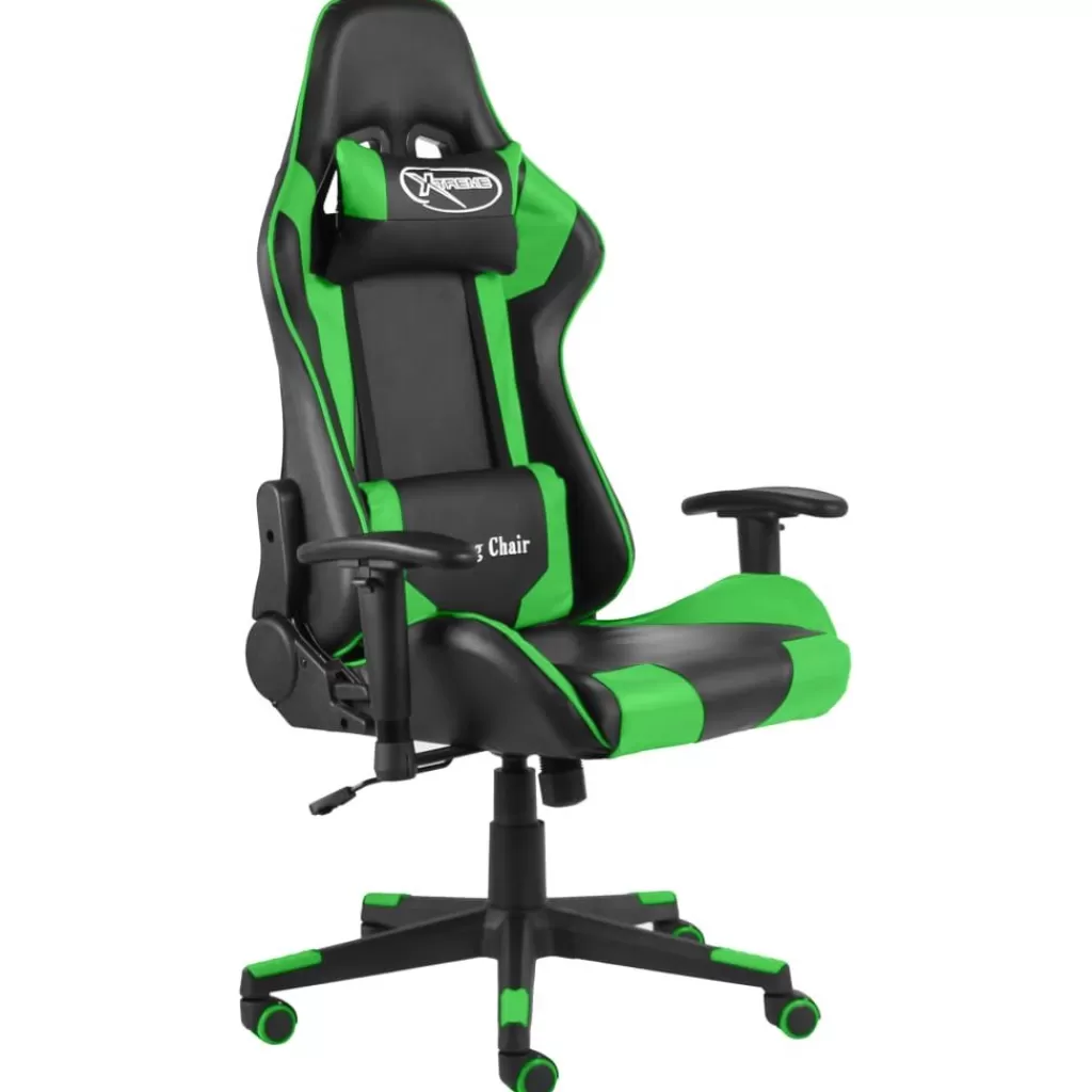 vidaXL Stoelen> Gamestoel Draaibaar Pvc Groen