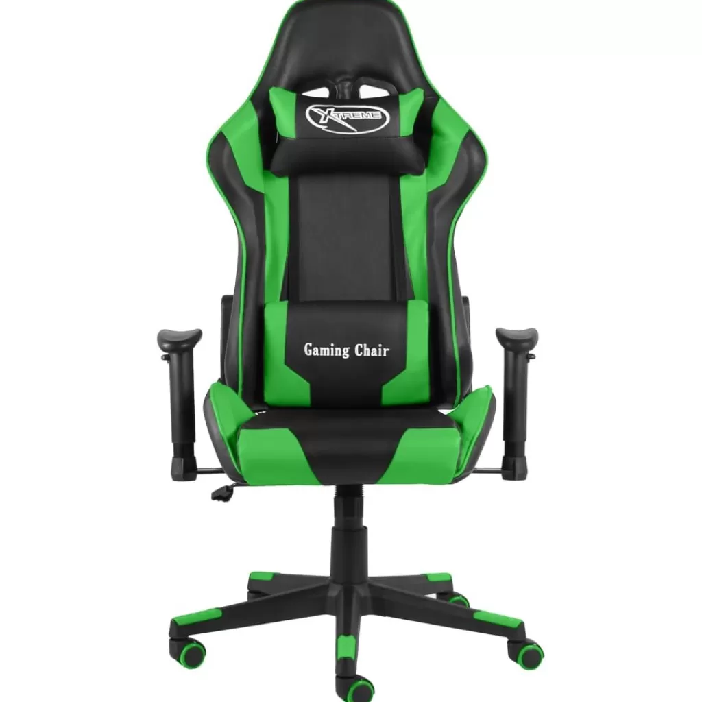 vidaXL Stoelen> Gamestoel Draaibaar Pvc Groen