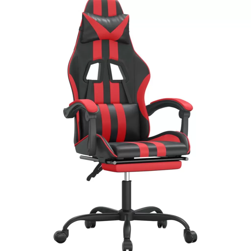 vidaXL Stoelen> Gamestoel Met Voetensteun Kunstleer Zwart En Rood