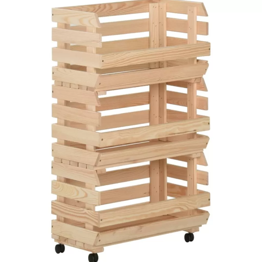 vidaXL Trolleys> Groentetrolley 37X30X80 Cm Massief Grenenhout