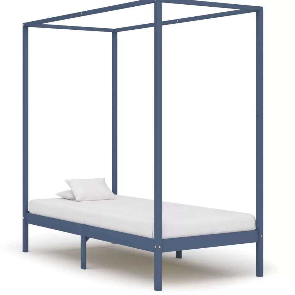 vidaXL Bedden & Accessoires> Hemelbedframe Massief Grenenhout Grijs 90X200 Cm