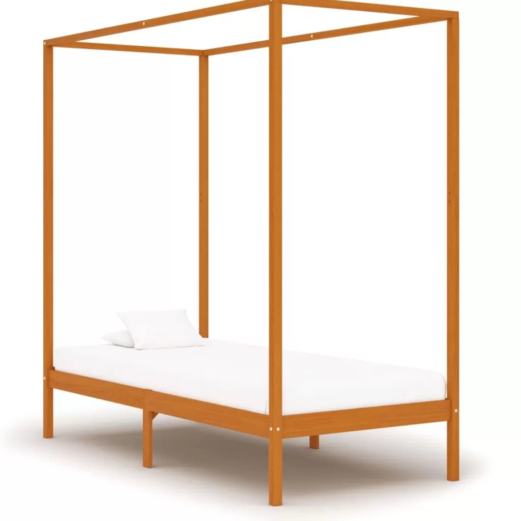 vidaXL Bedden & Accessoires> Hemelbedframe Massief Grenenhout Honingbruin 90X200 Cm