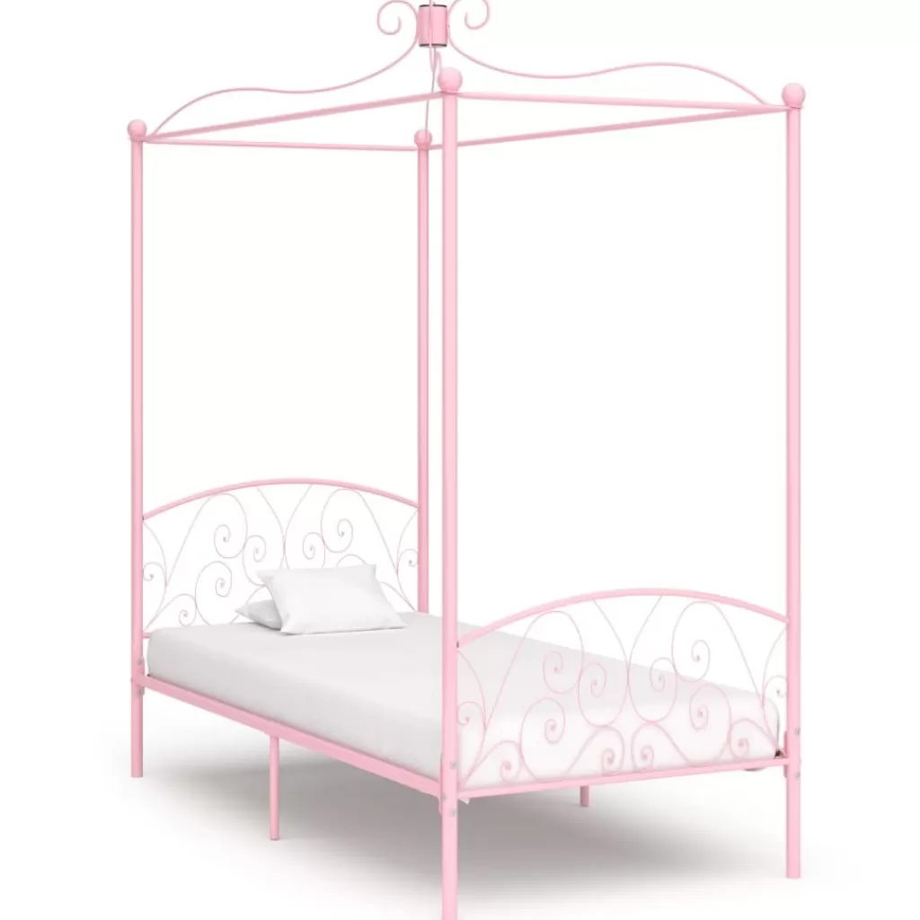 vidaXL Bedden & Accessoires> Hemelbedframe Metaal Roze 90X200 Cm