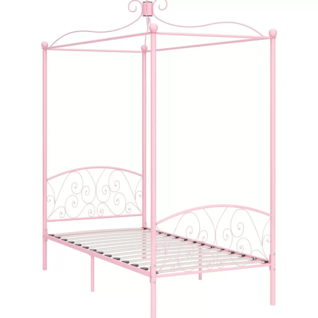 vidaXL Bedden & Accessoires> Hemelbedframe Metaal Roze 90X200 Cm