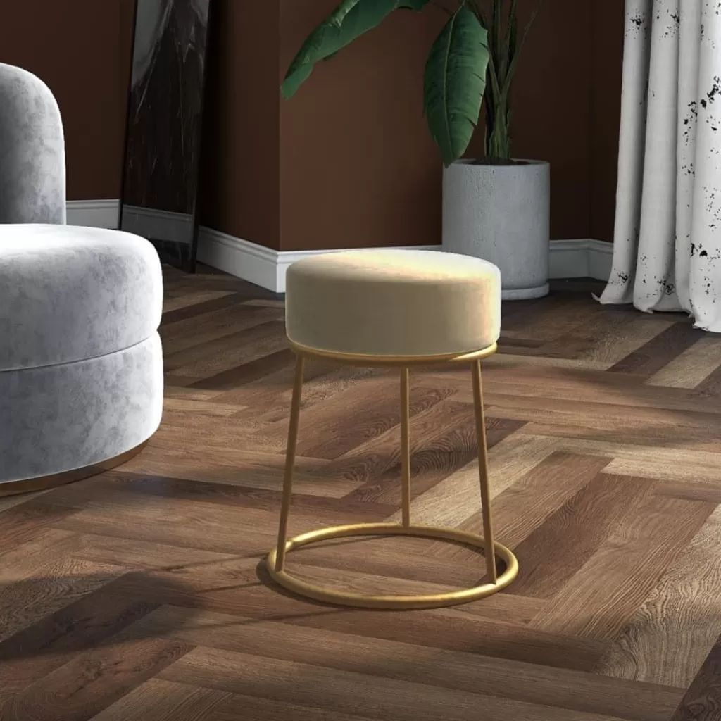 vidaXL Stoelen> Hocker Rond Fluweel Donkergrijs