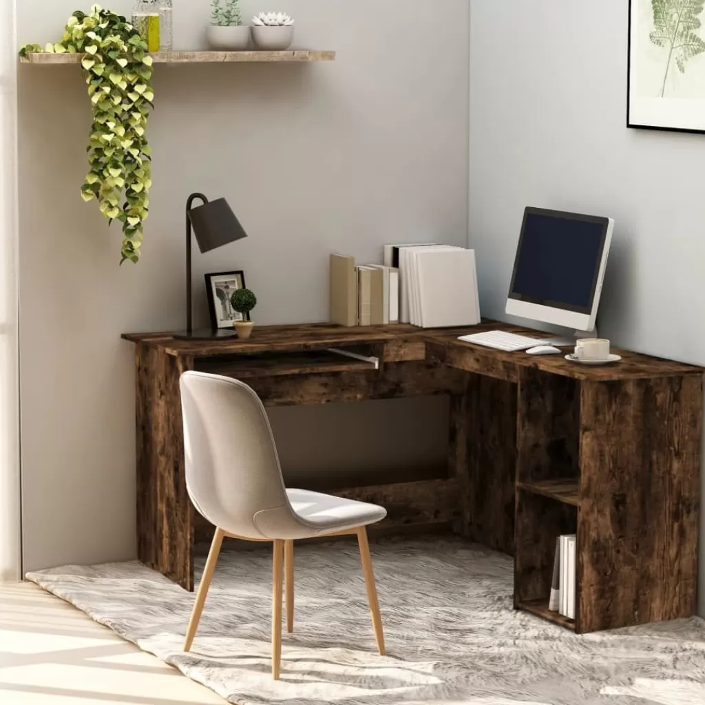 vidaXL Kantoormeubelen> Hoekbureau 120X140X75 Cm Bewerkt Hout Gerookt Eikenkleurig