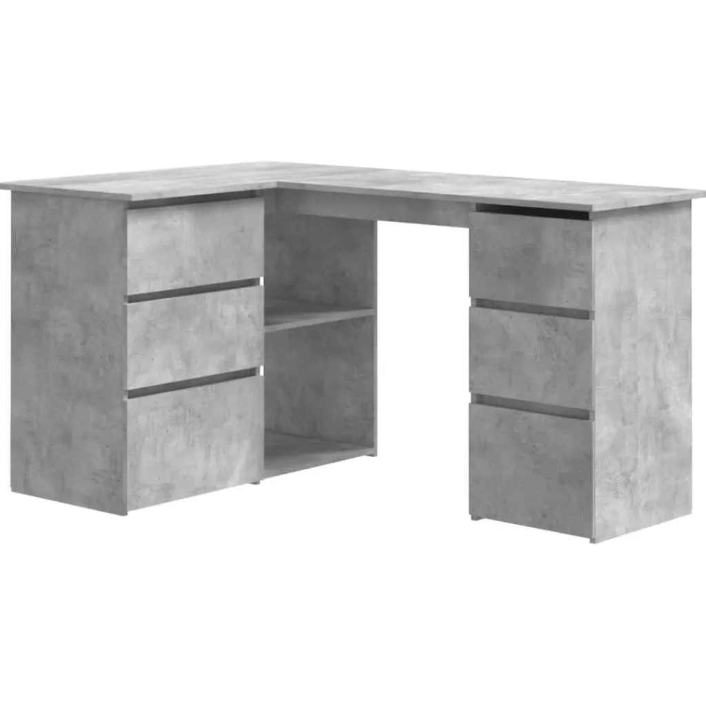 vidaXL Kantoormeubelen> Hoekbureau 145X100X76 Cm Bewerkt Hout Betongrijs