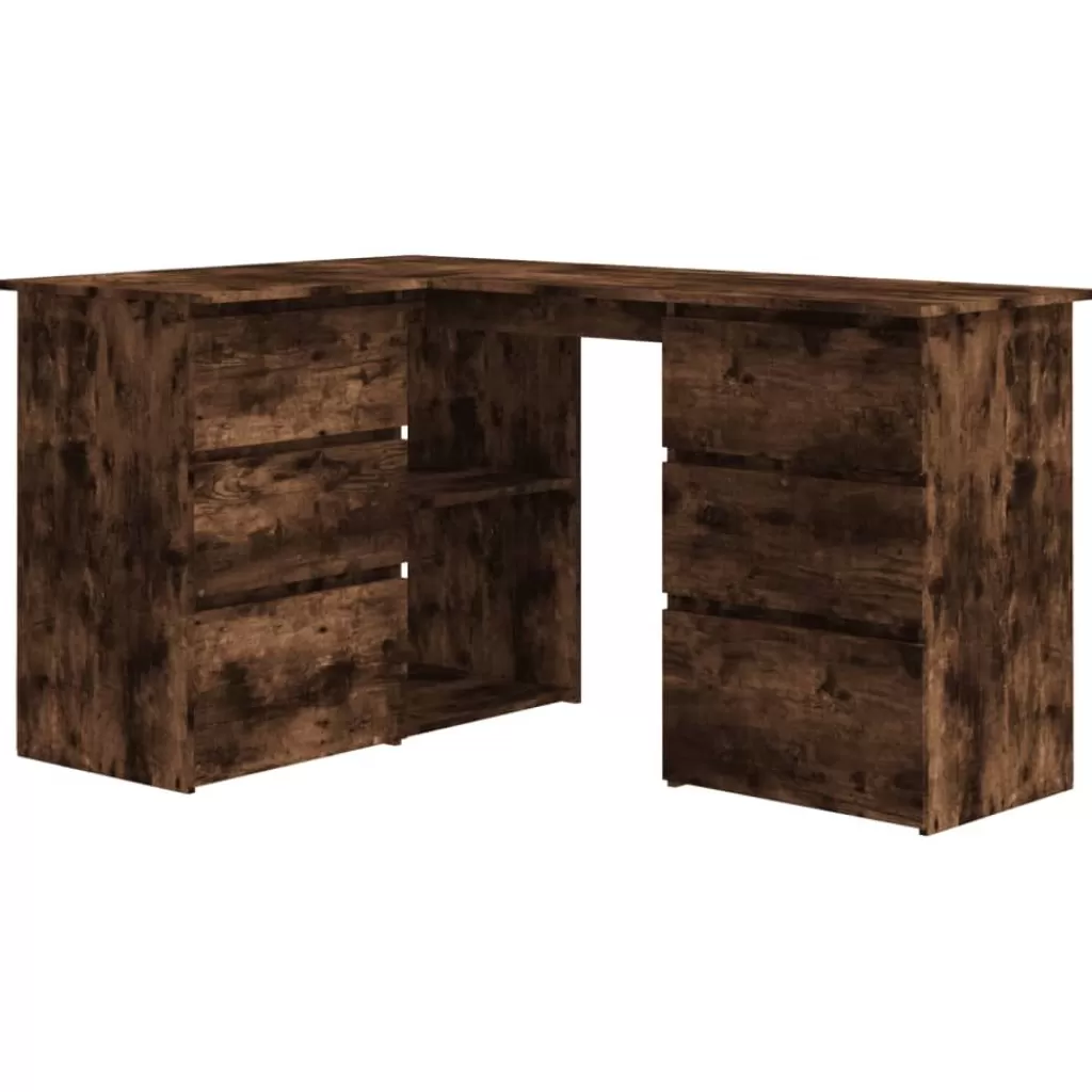 vidaXL Kantoormeubelen> Hoekbureau 145X100X76 Cm Bewerkt Hout Gerookt Eikenkleurig