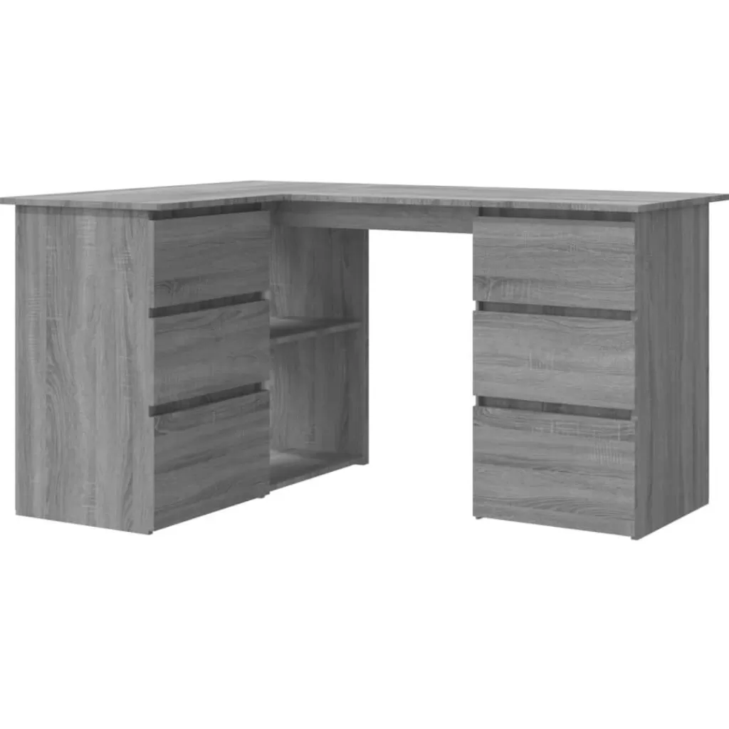 vidaXL Kantoormeubelen> Hoekbureau 145X100X76 Cm Bewerkt Hout Grijs Sonoma Eikenkleurig