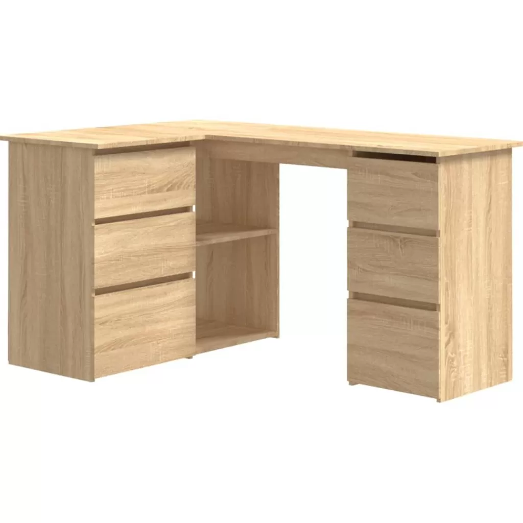 vidaXL Kantoormeubelen> Hoekbureau 145X100X76 Cm Bewerkt Hout Sonoma Eikenkleurig