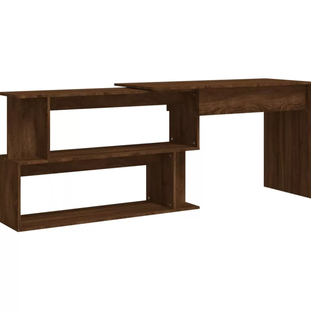 vidaXL Kantoormeubelen> Hoekbureau 200X50X76 Cm Bewerkt Hout Bruin Eikenkleur