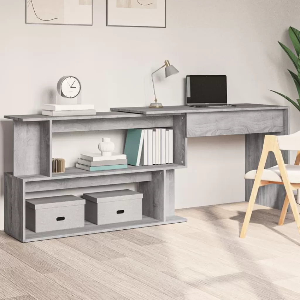 vidaXL Kantoormeubelen> Hoekbureau 200X50X76 Cm Bewerkt Hout Grijs Sonoma Eiken