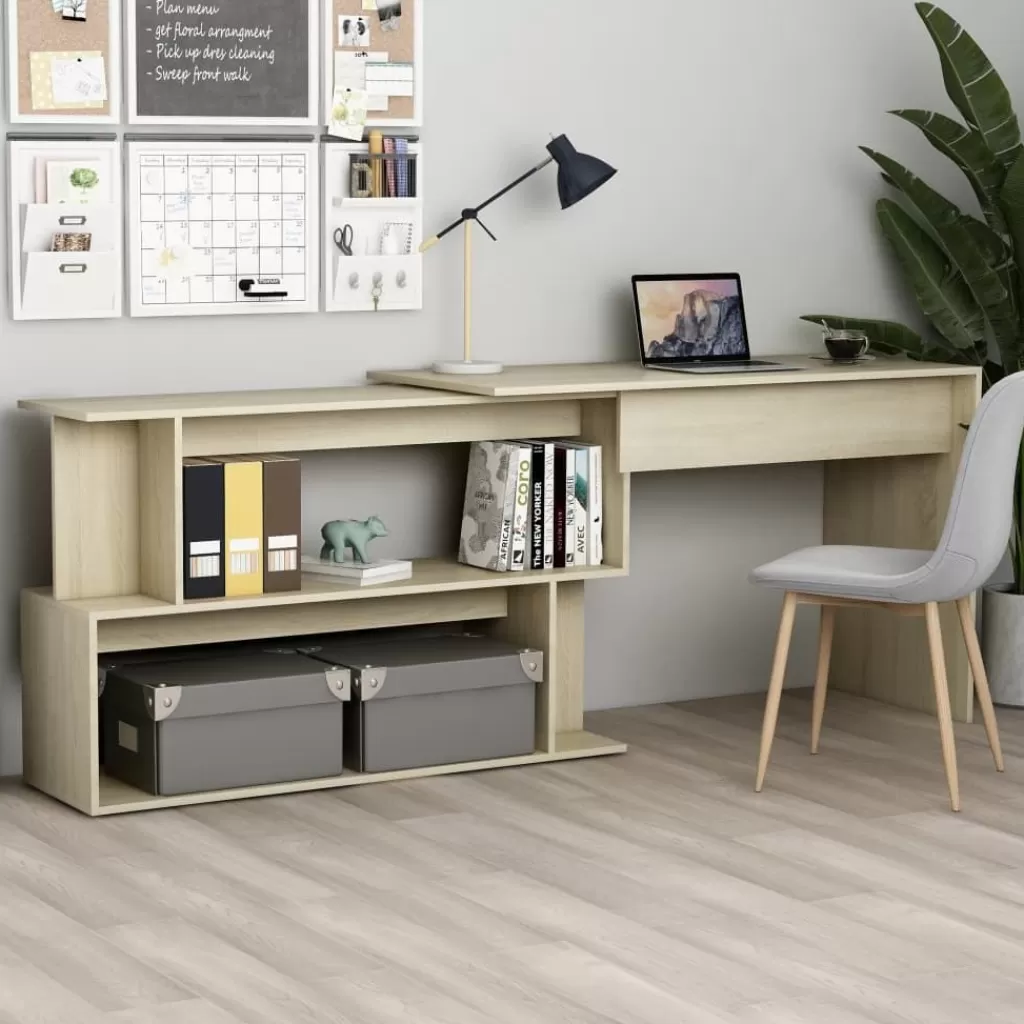 vidaXL Kantoormeubelen> Hoekbureau 200X50X76 Cm Bewerkt Hout Sonoma Eikenkleurig