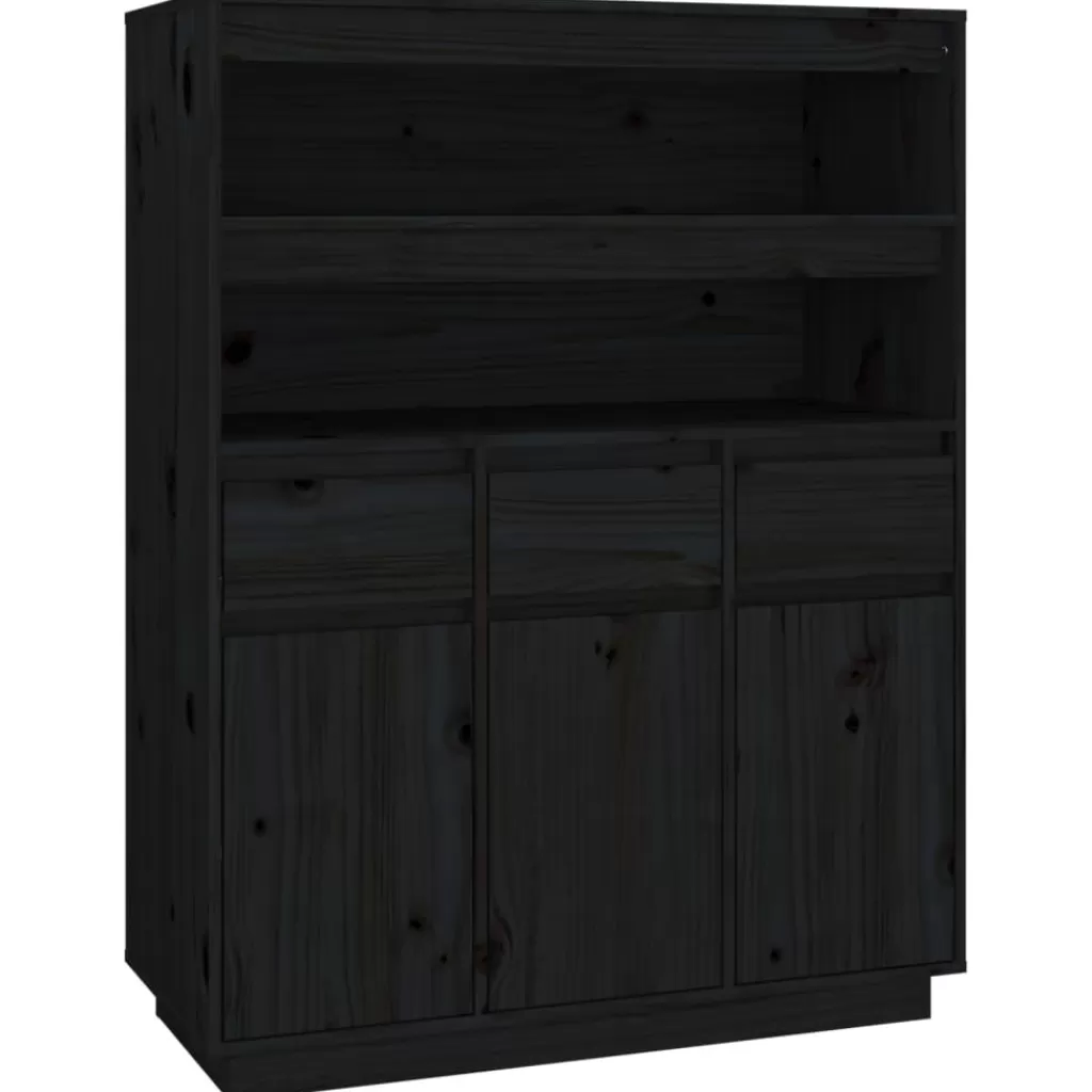 vidaXL Kasten & Opbergmeubelen> Hoge Kast 89X40X116,5 Cm Massief Grenenhout Zwart